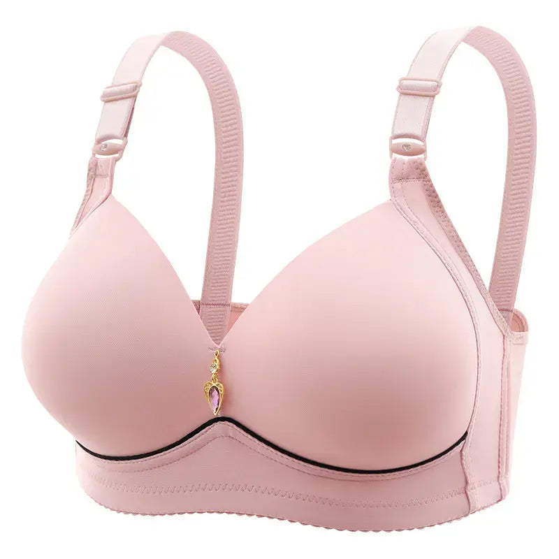 New Non-magnetic Thin Cup Glossy Fat Mm Bra Large Size No Underwire Comfortable Breathable Gathered Women's Underwear