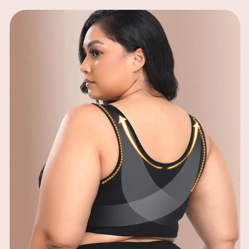 Women Front Closure Plus Size Bras Posture Corrector Lift Up Bra Wireless Bralette Gather Thin Soft Brassiere Top Vest S-6XL